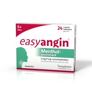 easyangin® Mentholgeschmack 5mg/1mg Lutschtabletten Packshot
