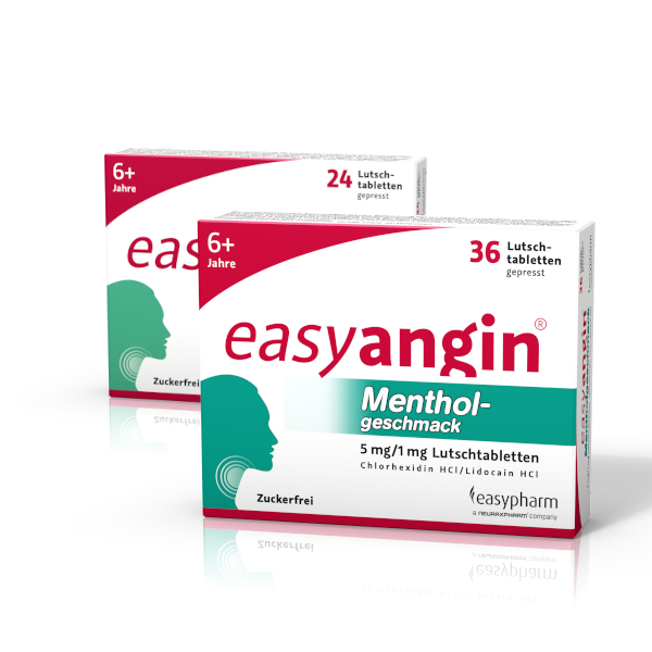 easyangin® Mentholgeschmack 5mg/1mg Lutschtabletten Packshot